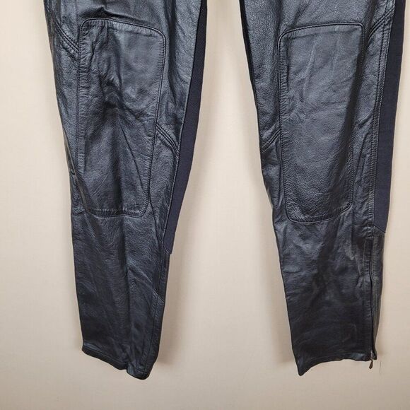 Harley Davidson Vintage 90s Leather Textile Pants High Rise Black Size 2 38/10 - Picture 6 of 16